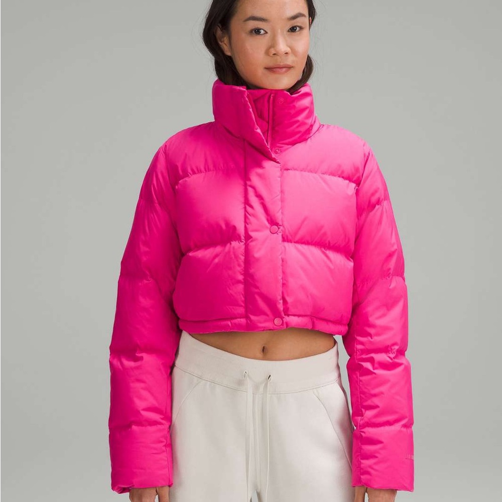 lululemon athletica Hot Pink Cropped Puffer Jacket